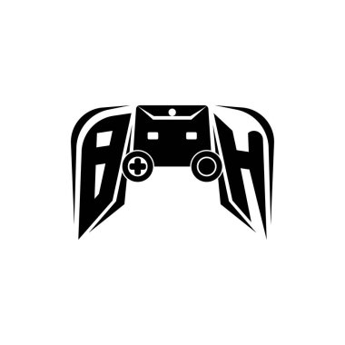 BH Başlangıç ESport oyun logosu. Oyun konsolu biçim vektör şablonu