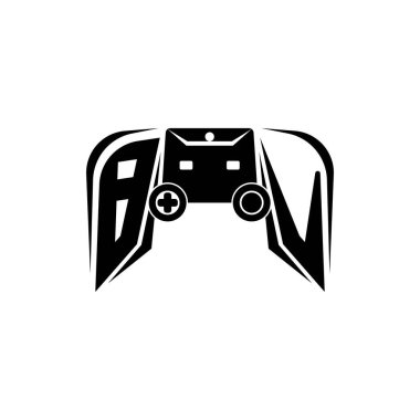 BV İlk ESport oyun logosu. Oyun konsolu biçim vektör şablonu