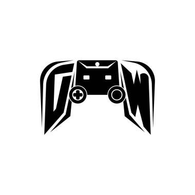 DW İlk ESport oyun logosu. Oyun konsolu biçim vektör şablonu