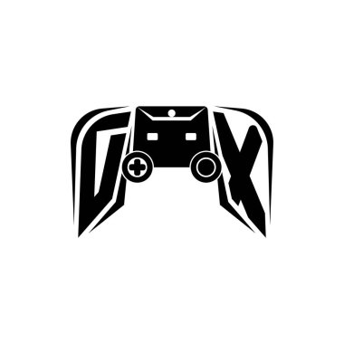 DX İlk ESport oyun logosu. Oyun konsolu biçim vektör şablonu