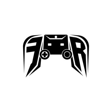 FR İlk ESport oyun logosu. Oyun konsolu biçim vektör şablonu