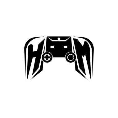 HM İlk ESport oyun logosu. Oyun konsolu biçim vektör şablonu