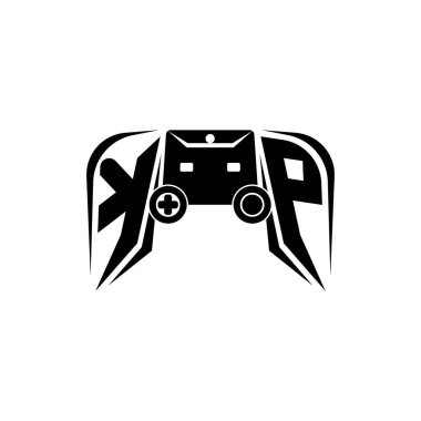 KP İlk ESport oyun logosu. Oyun konsolu biçim vektör şablonu