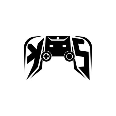 KS İlk ESport oyun logosu. Oyun konsolu biçim vektör şablonu