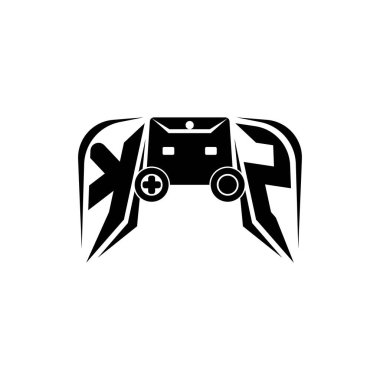 KZ İlk ESport oyun logosu. Oyun konsolu biçim vektör şablonu