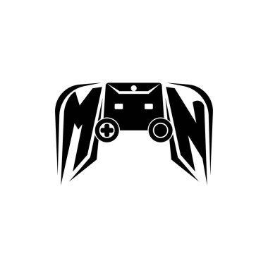 MN İlk ESport oyun logosu. Oyun konsolu biçim vektör şablonu