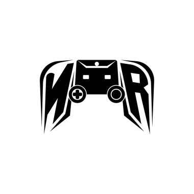 NR İlk ESport oyun logosu. Oyun konsolu biçim vektör şablonu