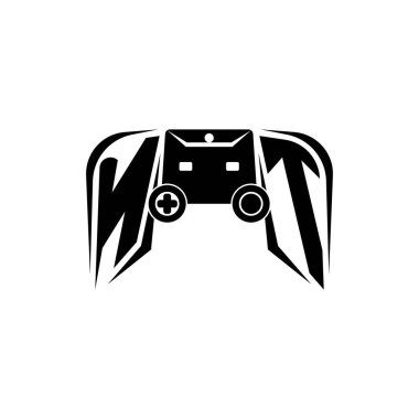 NT ilk ESport oyun logosu. Oyun konsolu biçim vektör şablonu