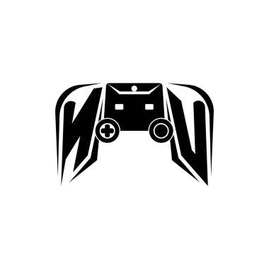 NU ESport ilk oyun logosu. Oyun konsolu biçim vektör şablonu