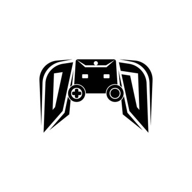 Aşırı doz ESport oyun logosu. Oyun konsolu biçim vektör şablonu