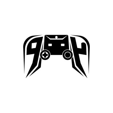 PY İlk ESport oyun logosu. Oyun konsolu biçim vektör şablonu