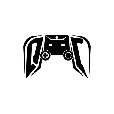 QC Başlangıç ESport oyun logosu. Oyun konsolu biçim vektör şablonu