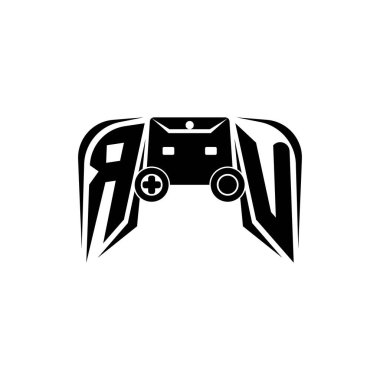 RU ESport 'un ilk oyun logosu. Oyun konsolu biçim vektör şablonu