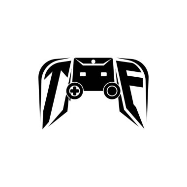 TF İlk ESport oyun logosu. Oyun konsolu biçim vektör şablonu