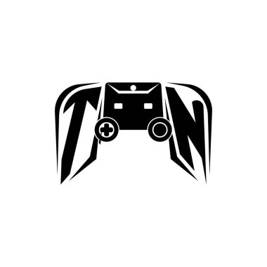 TN İlk ESport oyun logosu. Oyun konsolu biçim vektör şablonu
