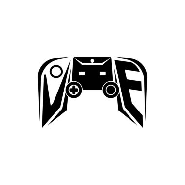 VE İlk ESport oyun logosu. Oyun konsolu biçim vektör şablonu