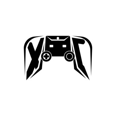XC İlk ESport oyun logosu. Oyun konsolu biçim vektör şablonu