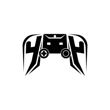 YY İlk ESport oyun logosu. Oyun konsolu biçim vektör şablonu