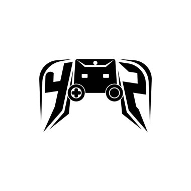 YZ İlk ESport oyun logosu. Oyun konsolu biçim vektör şablonu