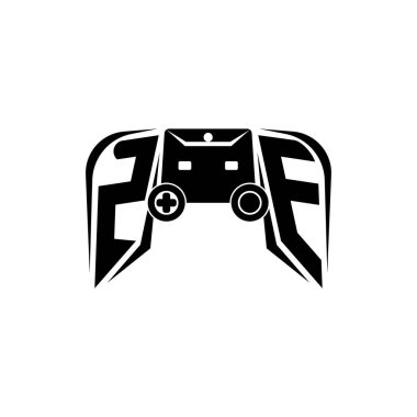 ZE İlk ESport oyun logosu. Oyun konsolu biçim vektör şablonu