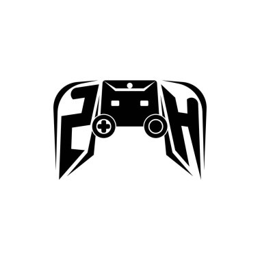 ZH İlk ESport oyun logosu. Oyun konsolu biçim vektör şablonu