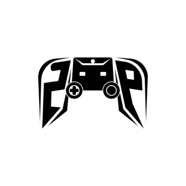 ZP İlk ESport oyun logosu. Oyun konsolu biçim vektör şablonu