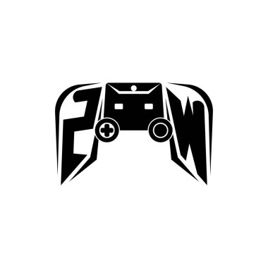 ZW İlk ESport oyun logosu. Oyun konsolu biçim vektör şablonu