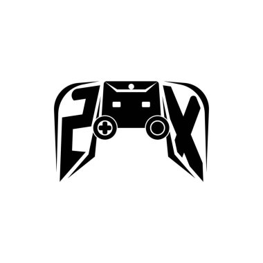ZX İlk ESport oyun logosu. Oyun konsolu biçim vektör şablonu