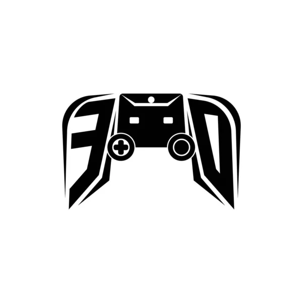 Eo初期Esportゲームロゴ ゲームコンソール形状ベクトルテンプレート — ストックベクタ