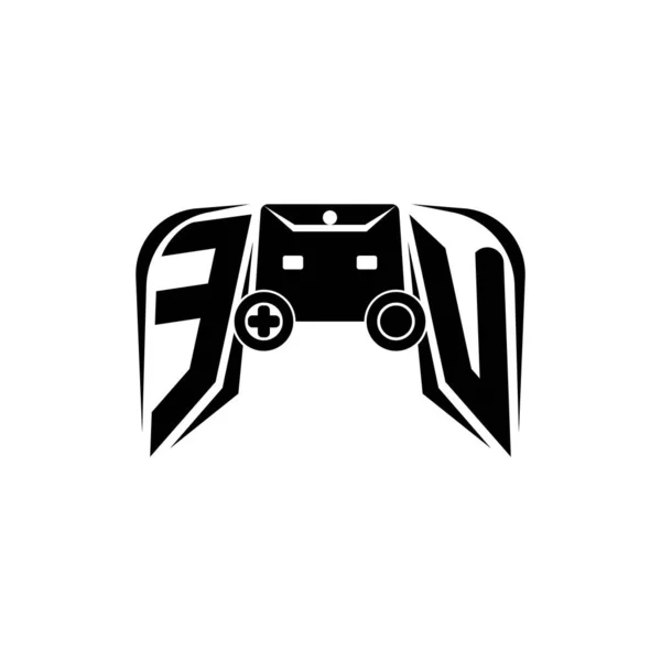 Eu初期Esportゲームロゴ ゲームコンソール形状ベクトルテンプレート — ストックベクタ