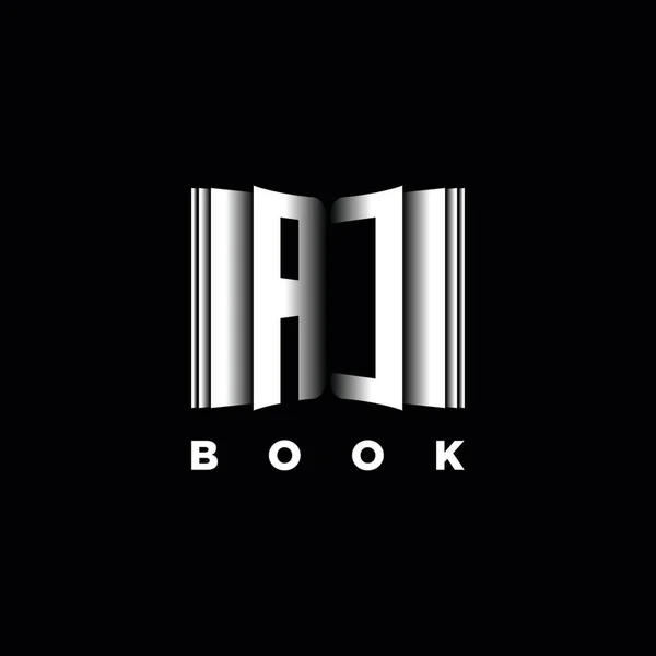 Monogram Logo Letter Book Shape Style Template Vetor Capa Livro — Vetor de Stock