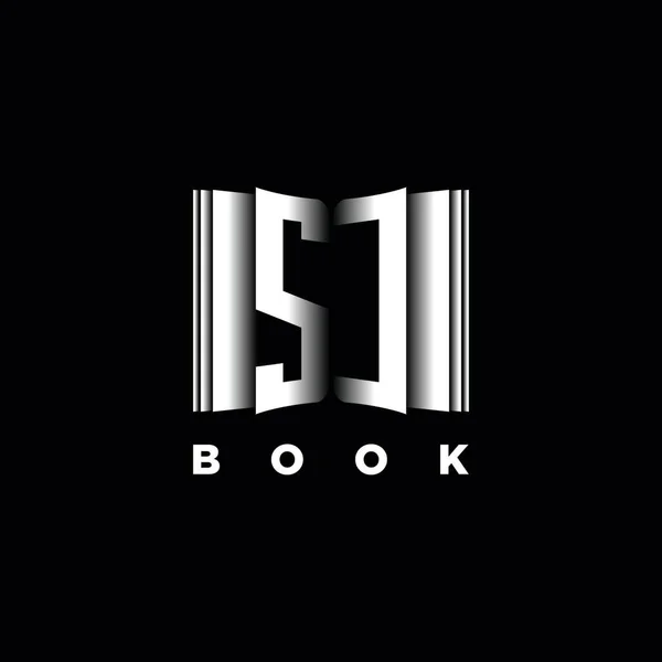 Monogram Logo Letter Book Shape Style Template Vetor Capa Livro — Vetor de Stock