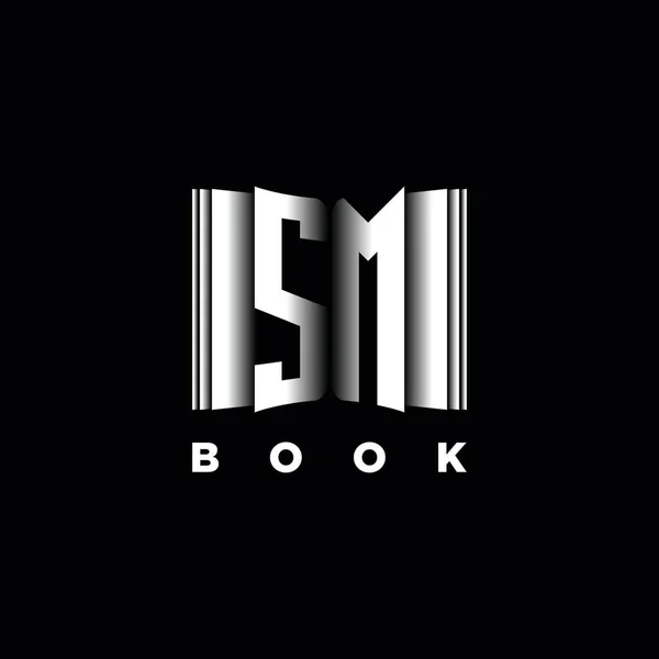 Monogramm Logo Letter Book Shape Style Template Vector Cover Book — Stockvektor