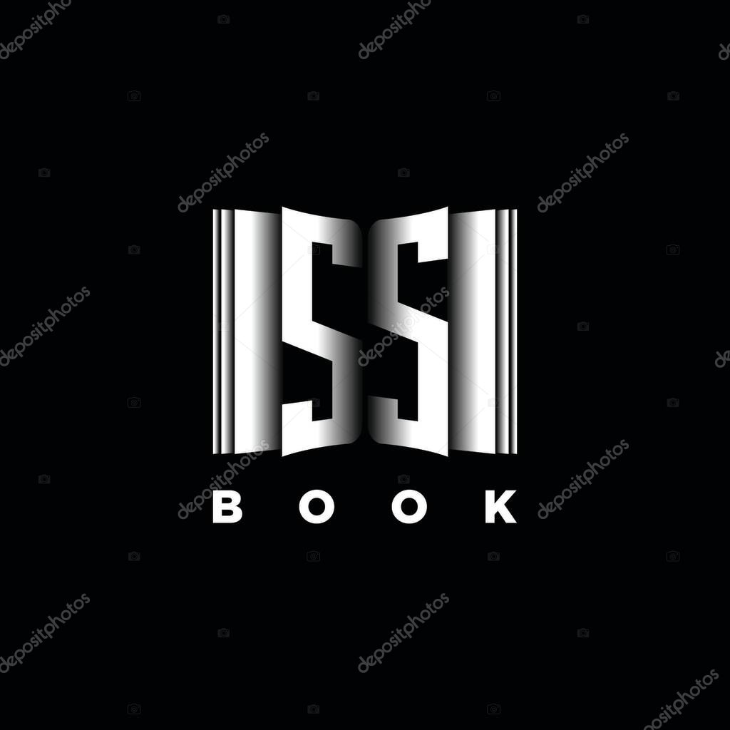 SS Monogram Logo Letter Book Shape Style Template Vector, Cover Book, Stationery Icon