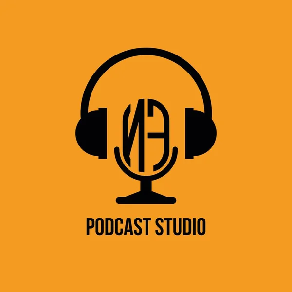 Monogram Logo Letter Ακουστικά Και Microphone Σχήμα Διάνυσμα Podcast Studio — Διανυσματικό Αρχείο