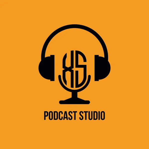 Monogram Logo Letter Ακουστικά Και Διάνυσμα Στυλ Μικροφώνου Podcast Studio — Διανυσματικό Αρχείο
