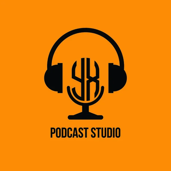 Monogram Logotyp Brev Hörlurar Och Mikrofon Form Stil Vektor Podcast — Stock vektor