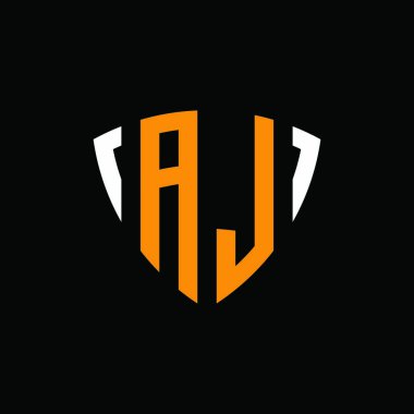 Siyah arkaplanda beyaz turuncu renkli kalkan deseni olan AL logosu