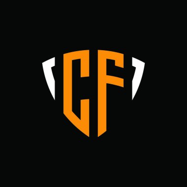 Siyah arkaplanda beyaz turuncu desenli CF logosu