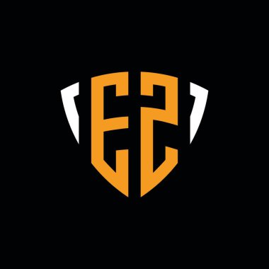 Siyah arkaplanda beyaz turuncu desenli EZ logosu