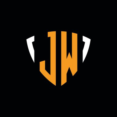 Siyah arkaplanda beyaz turuncu desenli JW logosu