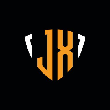 Siyah arkaplanda beyaz turuncu desenli JX logosu