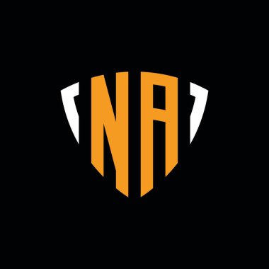 Siyah arkaplanda izole edilmiş beyaz turuncu desenli NA logosu