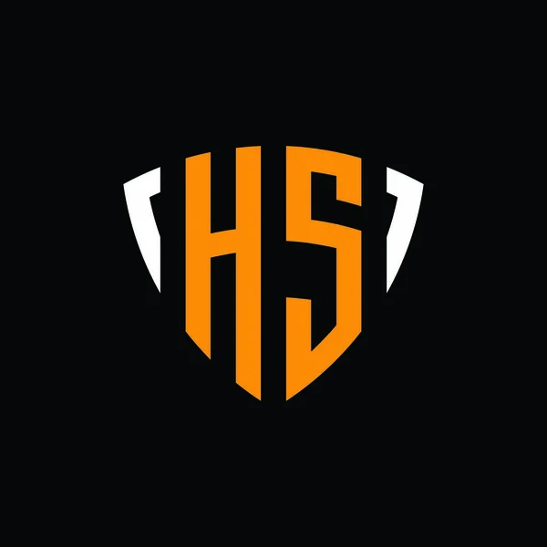 Logotyp Med Sköld Vit Orange Form Design Mall Isolerad Svart — Stock vektor