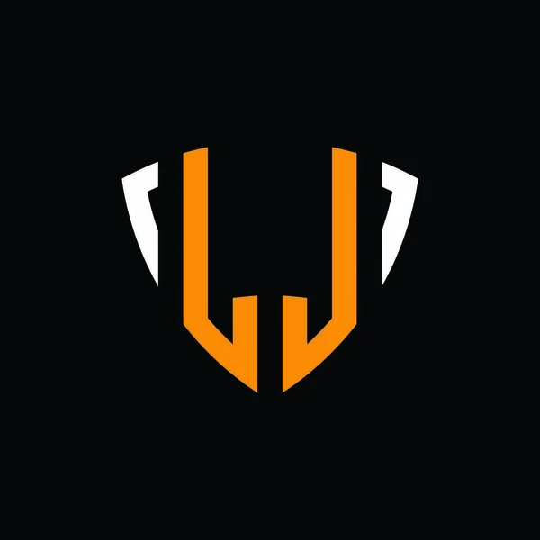Logo Shield White Orange Shape Design Template Isolated Black Background — Stock Vector
