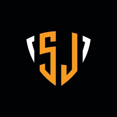 Siyah arkaplanda izole edilmiş beyaz turuncu renk şablonu olan SL logosu