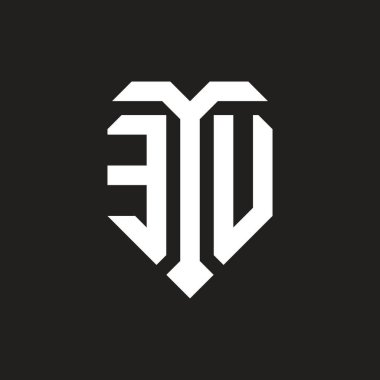 İzole edilmiş aşk şekilli AB logosu siyah beyaz renk şablonu tasarım vektörü, kalp şekli monogramı