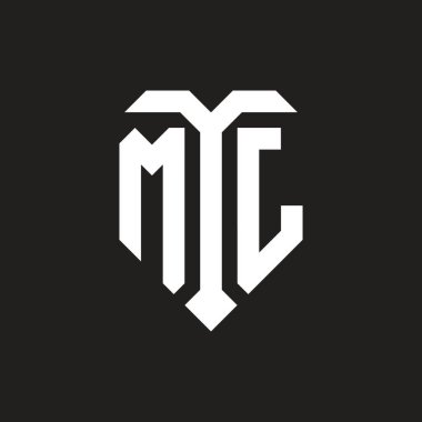 İzole edilmiş aşk şekli siyah-beyaz renk şablon tasarım vektörü, kalp şekli monogramı olan MJ logosu
