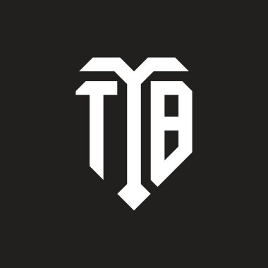 Tüberküloz logosu izole edilmiş aşk şekli siyah beyaz renk şablon tasarım vektörü, kalp şekli monogramı