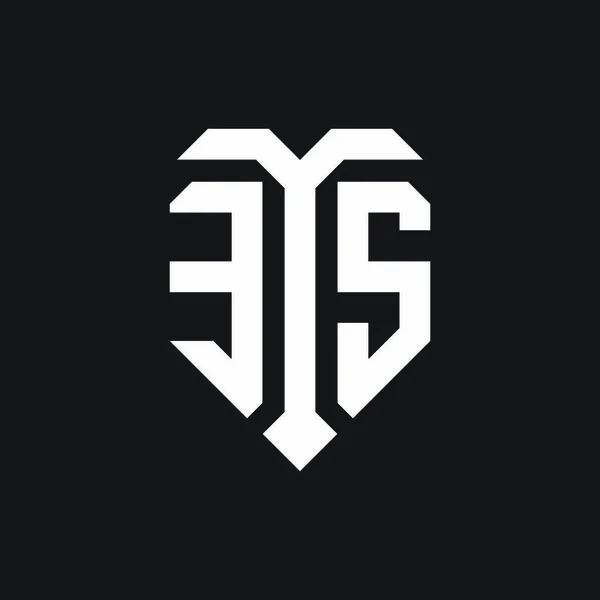 孤立した愛の形の黒と白の色のテンプレートのデザインベクトルとEsのロゴ ハートの形のモノグラム — ストックベクタ